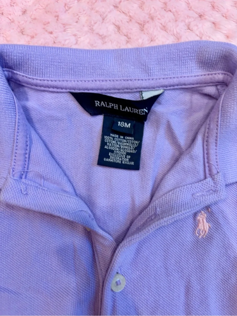 Ralph Lauren Toddler Girls' Lavender Polo Dress with Stripe Ruffle Hem